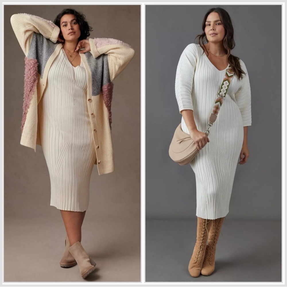 Maeve by Anthropologie Maris Midi Ribbed Knit Sweater Dress sz 2X